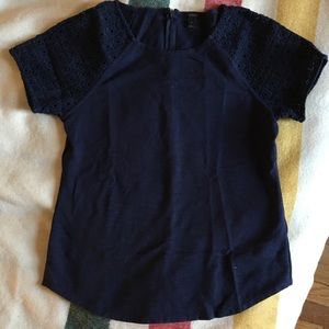 JCrew navy eyelet shirtsleeve top
